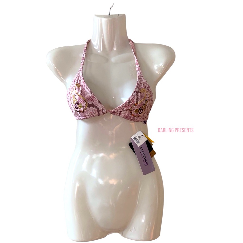 Cia Maritima Beachwear Snakeskin Swimsuit Bikini Top Women Color Rose Size S